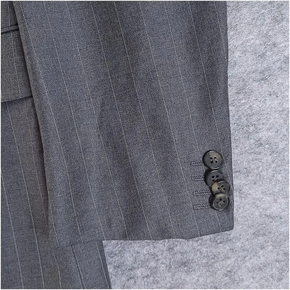 Ermenegildo Zegna Su Misura Wool Pinstripe Blazer Mens 40R Gray Italy 3 Button